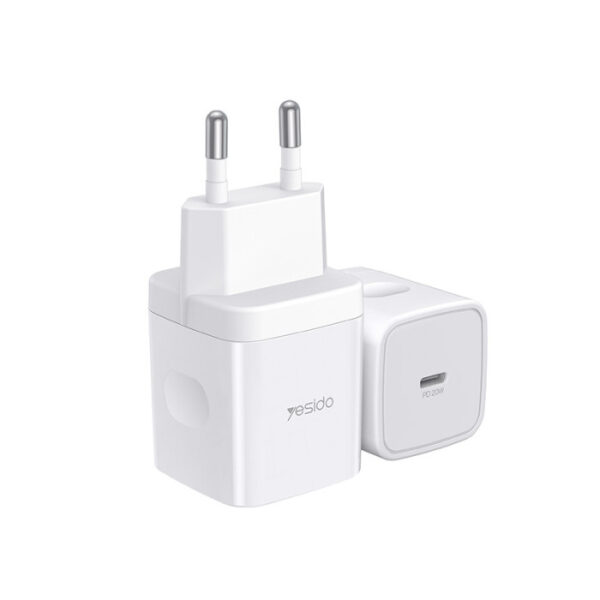 YC30 White EU/UK Plug PD 20W Type-C Fast Charging Adapter Charger For Mobile Phone