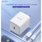 YC30 White EU/UK Plug PD 20W Type-C Fast Charging Adapter Charger For Mobile Phone - Image 2