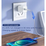 YC30 White EU/UK Plug PD 20W Type-C Fast Charging Adapter Charger For Mobile Phone - Image 4