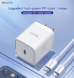 YC30 White EU/UK Plug PD 20W Type-C Fast Charging Adapter Charger For Mobile Phone - Image 6