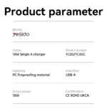 YC85C Overspeed Fast Charge Fireproof Material QC18W Single A UK Charger With A To C Cable - Image 8