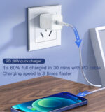 YC30 White EU/UK Plug PD 20W Type-C Fast Charging Adapter Charger For Mobile Phone - Image 9