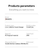 YC54 20W Fast Charging Home Charger(Type-C+Type-C) - Image 8
