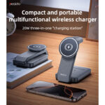 DS26 15W Wireless Fast Charging With Nightlight Foldable Design 3 in1 Desktop Stand Wireless Charger - Image 2
