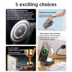 DS26 15W Wireless Fast Charging With Nightlight Foldable Design 3 in1 Desktop Stand Wireless Charger - Image 3