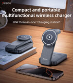 DS26 15W Wireless Fast Charging With Nightlight Foldable Design 3 in1 Desktop Stand Wireless Charger - Image 6
