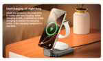 DS26 15W Wireless Fast Charging With Nightlight Foldable Design 3 in1 Desktop Stand Wireless Charger - Image 9