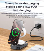 DS26 15W Wireless Fast Charging With Nightlight Foldable Design 3 in1 Desktop Stand Wireless Charger - Image 10