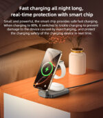 DS26 15W Wireless Fast Charging With Nightlight Foldable Design 3 in1 Desktop Stand Wireless Charger - Image 14