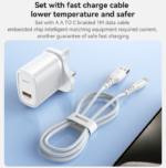 YC85C Overspeed Fast Charge Fireproof Material QC18W Single A UK Charger With A To C Cable - Image 14