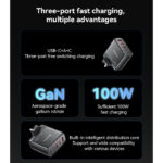 YC95 GaN PD100W Fast Charging Smaller Size 2*USB-C & USB-A Three Ports UK Standard Charger - Image 3