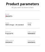 YC95 GaN PD100W Fast Charging Smaller Size 2*USB-C & USB-A Three Ports UK Standard Charger - Image 8