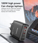 YC95 GaN PD100W Fast Charging Smaller Size 2*USB-C & USB-A Three Ports UK Standard Charger - Image 9