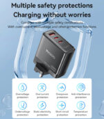 YC95 GaN PD100W Fast Charging Smaller Size 2*USB-C & USB-A Three Ports UK Standard Charger - Image 11