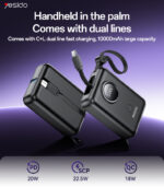 YP64 10000mAh 22.5W Fast Charging Large Capacity Mini Built-in L+C Cable Power Bank - Image 6