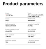 YP64 10000mAh 22.5W Fast Charging Large Capacity Mini Built-in L+C Cable Power Bank - Image 8
