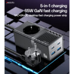 MC36 AC&2*TC&2*USB 5 In 1 European Standard Fireproof PC 65W+2500W GaN Fast Charging Power Socket - Image 2