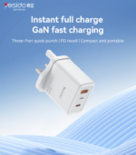YC89 Three-Port Quick Punch A+C+L 65W Fast Charging UK Spec GaN Charger With C To L Cable - Image 6