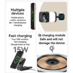 DS27 15W Wireless Fast Charging Multiple Protections Foldable Design 3-in-1 Desktop Wireless Charger - Image 4