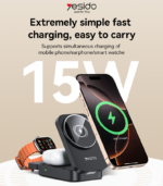 DS27 15W Wireless Fast Charging Multiple Protections Foldable Design 3-in-1 Desktop Wireless Charger - Image 6