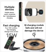 DS27 15W Wireless Fast Charging Multiple Protections Foldable Design 3-in-1 Desktop Wireless Charger - Image 9