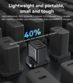 YC83 PD 30W + QC 18W Fast Charging GaN USB-C & USB-A Dual-port UK Plug Fast Charger - Image 10