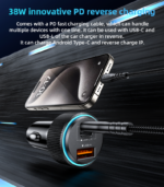 Y60 38W Innovative PD Reverse Charging Built-in TC And IP Cable Dual Port Fast Charging Car Charger - Image 12