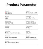 IO28 HD Calling Zinc Alloy Proof Body Health Detection Dual Strap Configuration BT Smart Call Watch - Image 8