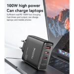 YC142 GaN PD100W Fast Charging Smaller Size 2*USB-C & USB-A Three Ports European Standard Charger - Image 4
