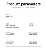 YC142 GaN PD100W Fast Charging Smaller Size 2*USB-C & USB-A Three Ports European Standard Charger - Image 8