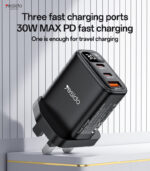 YC88 PD 30W Fast Charging 2*TC & USB Three Ports Smart Digital Display UK Standard Fast Charger - Image 6