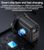 YC88 PD 30W Fast Charging 2*TC & USB Three Ports Smart Digital Display UK Standard Fast Charger - Image 13