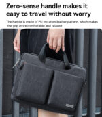 WB47 14 inch Large Capacity Waterproof Anti-splash Fleece Lining Business Hand-held Laptop Bag - Image 12
