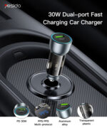Y49 Transparent Shell Car Charger | PD 33W Type-C + QC 30W USB 2 Ports Fast Charging Car Charger - Image 6