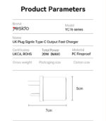 YC76 Low Temperature 20W Fast Charging With Cable UK Plug Single Output Travel Charger - Image 8