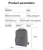 WB34 Large Capacity Dual Main Cabin Design Waterproof Anti Splashing Backpack Computer Bag - Image 8