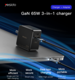 YC42 GaN 3 Ports Charger 3 in 1 Replacible charging plug 65W Mini Fast Charger For EU US UK - Image 6